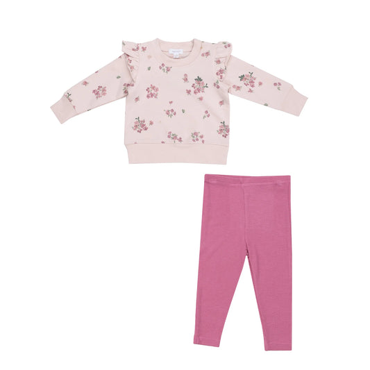 Pink Ruffle Sweatshirt And Legging Set