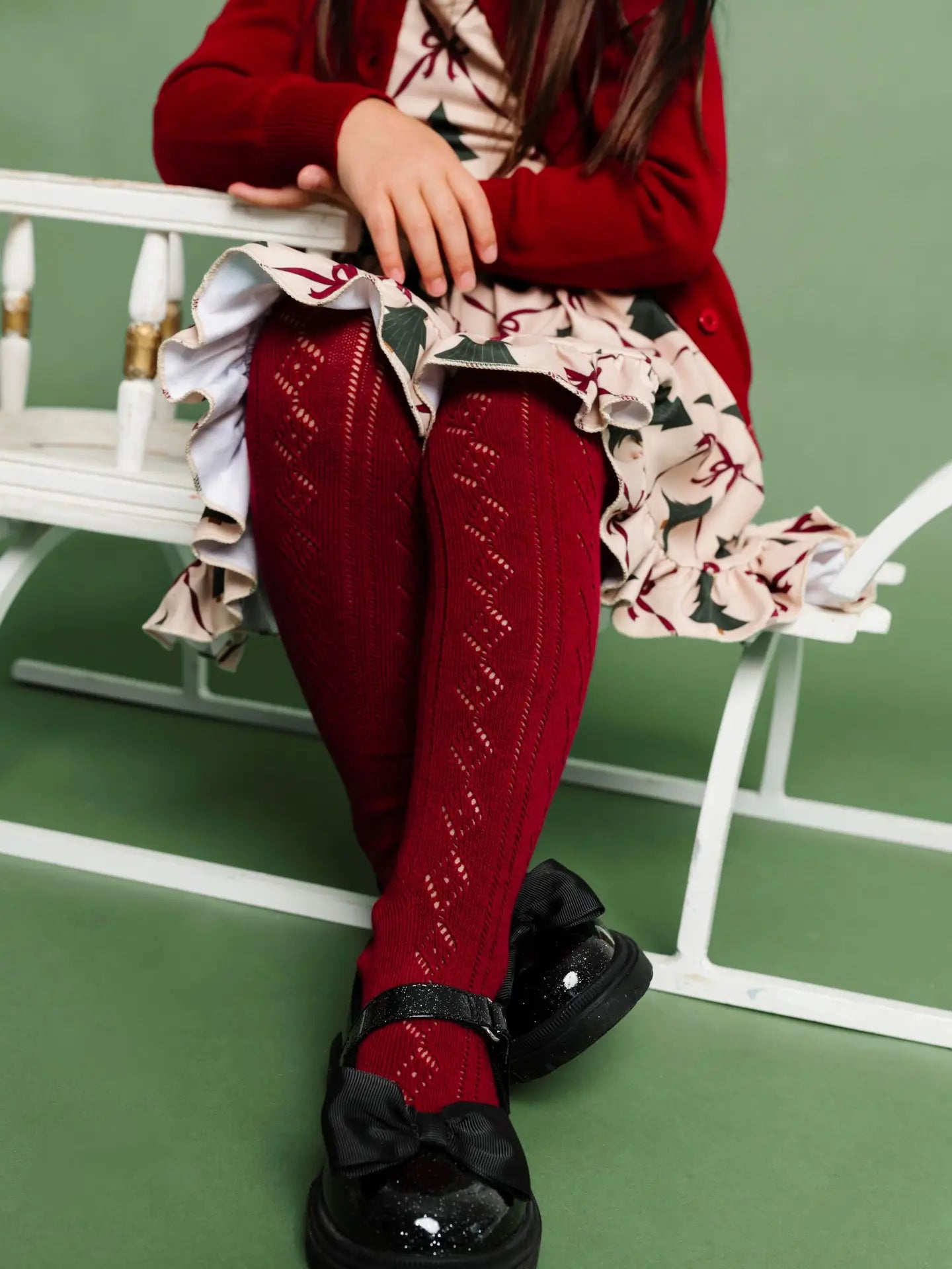 Crimson Fancy Knit Tights