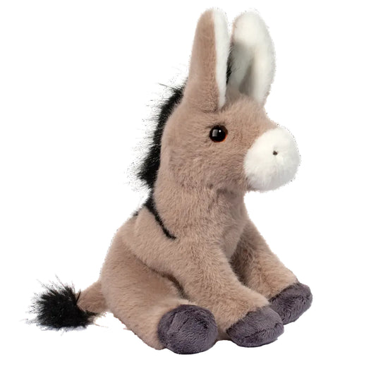 Plush donkey toy on a white background