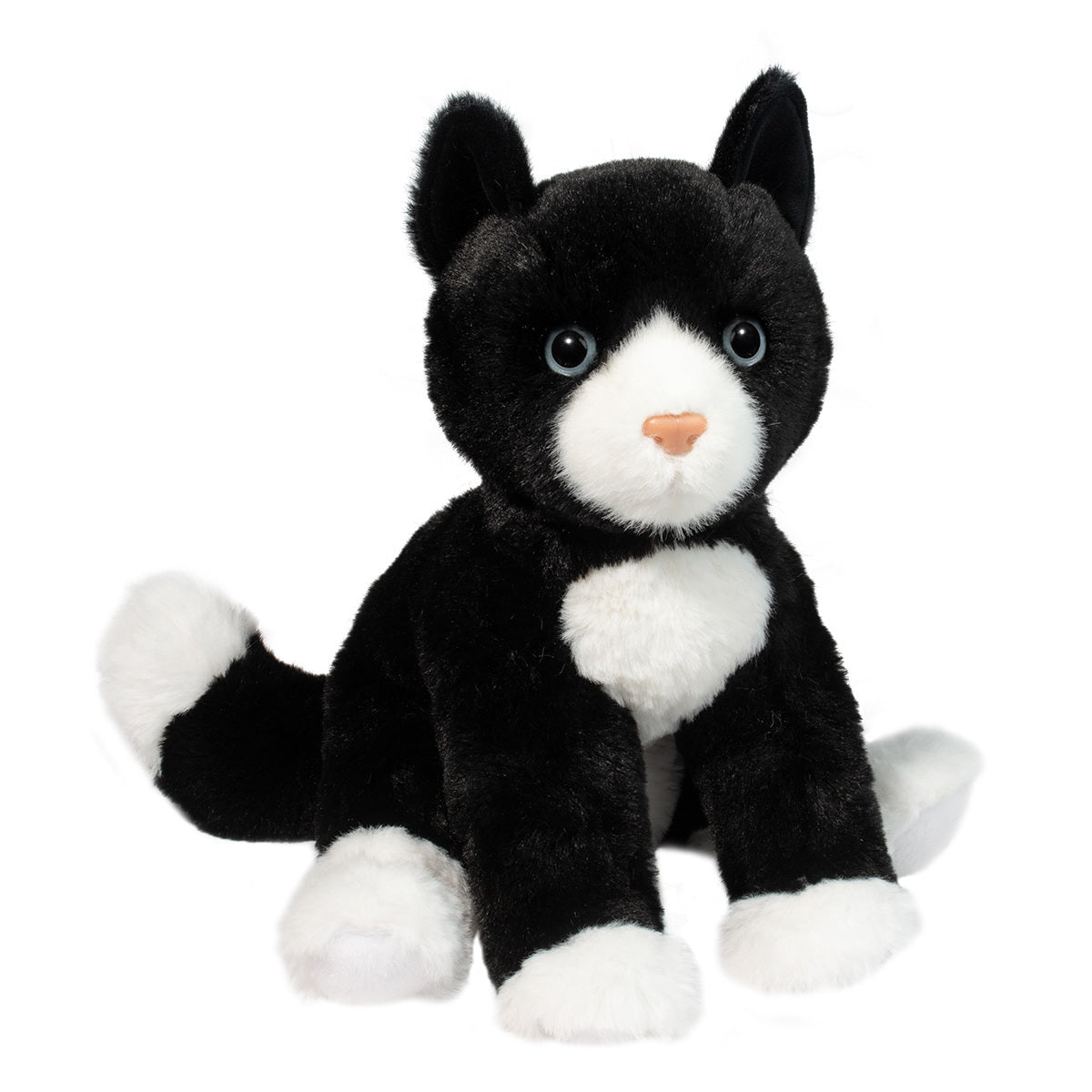 Beckie the black and white plush cat stuffed animal by Douglas Toys, soft huggable fabric
