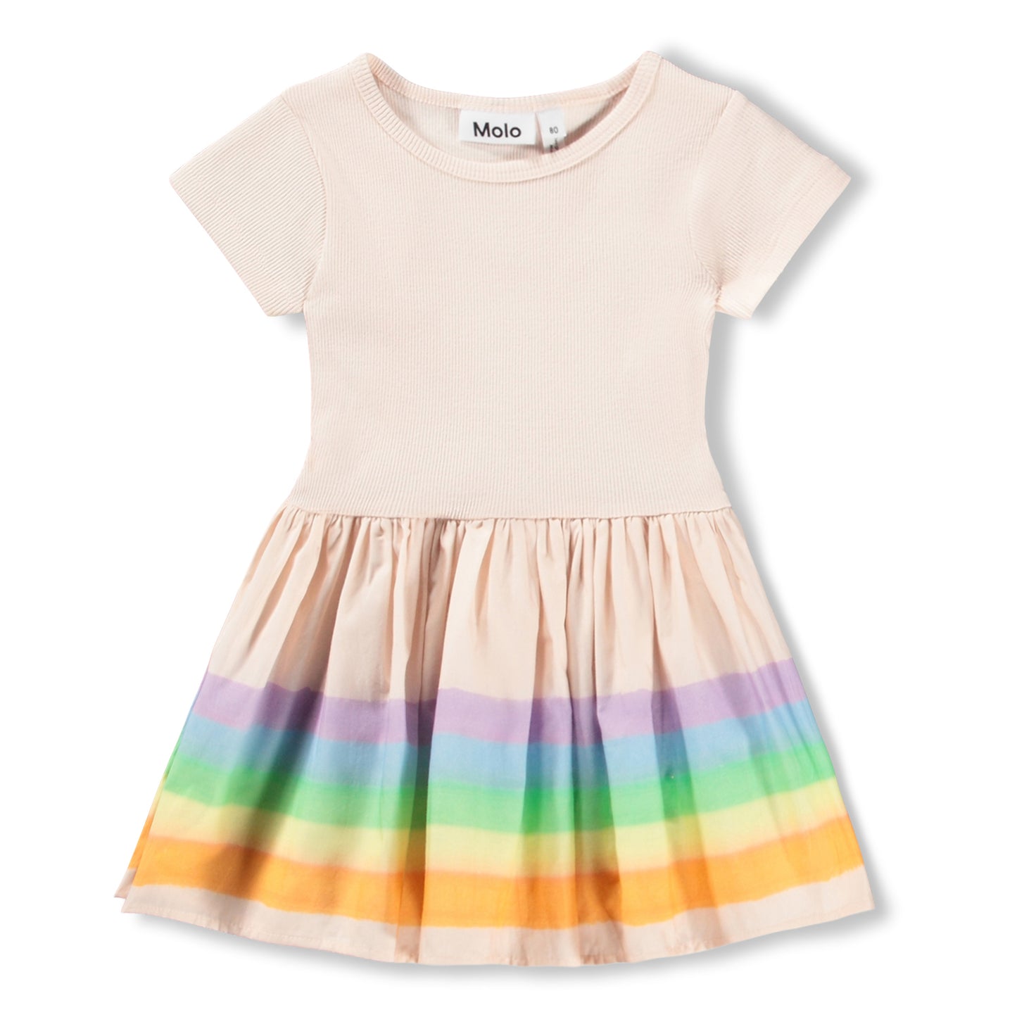 Light pink dress with rainbow skirt