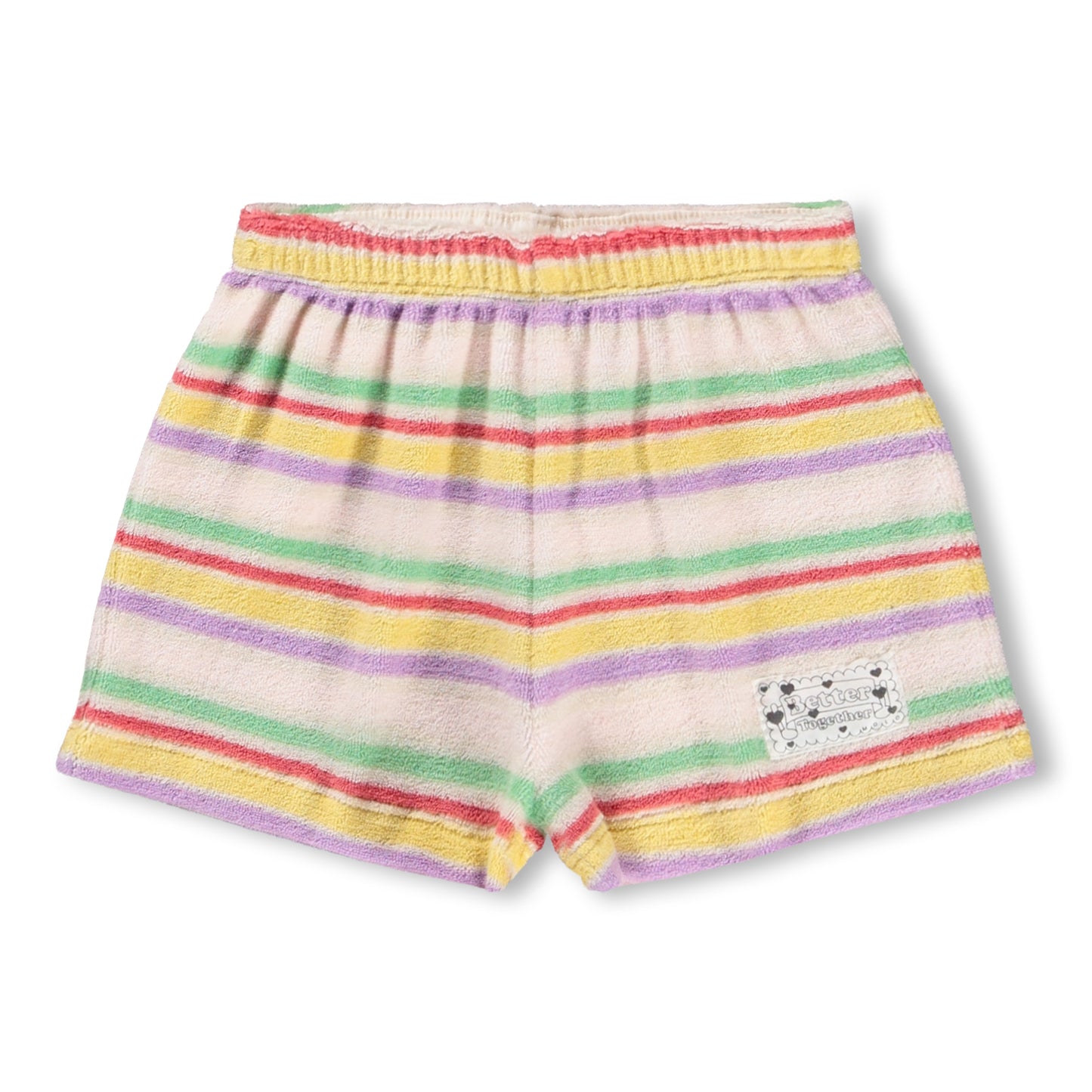 Colorful striped shorts on a white background