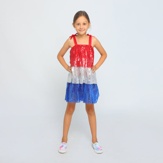 Sequin July 4th Tier Dress