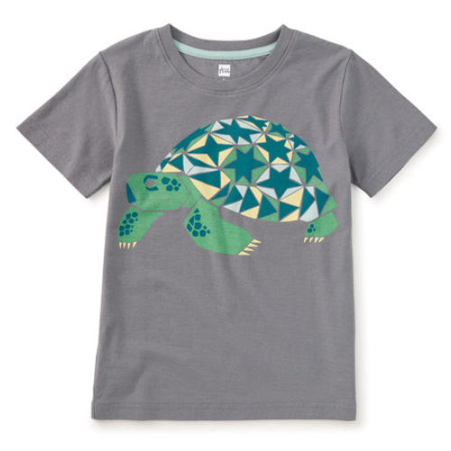 Gray t-shirt with a geometric turtle design on a white background