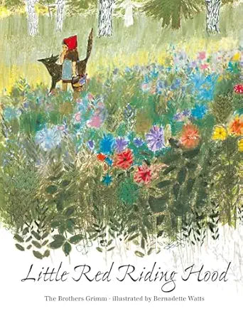 Book cover of 'Little Red Riding Hood' with a girl in a red hood and dog in a forest setting.