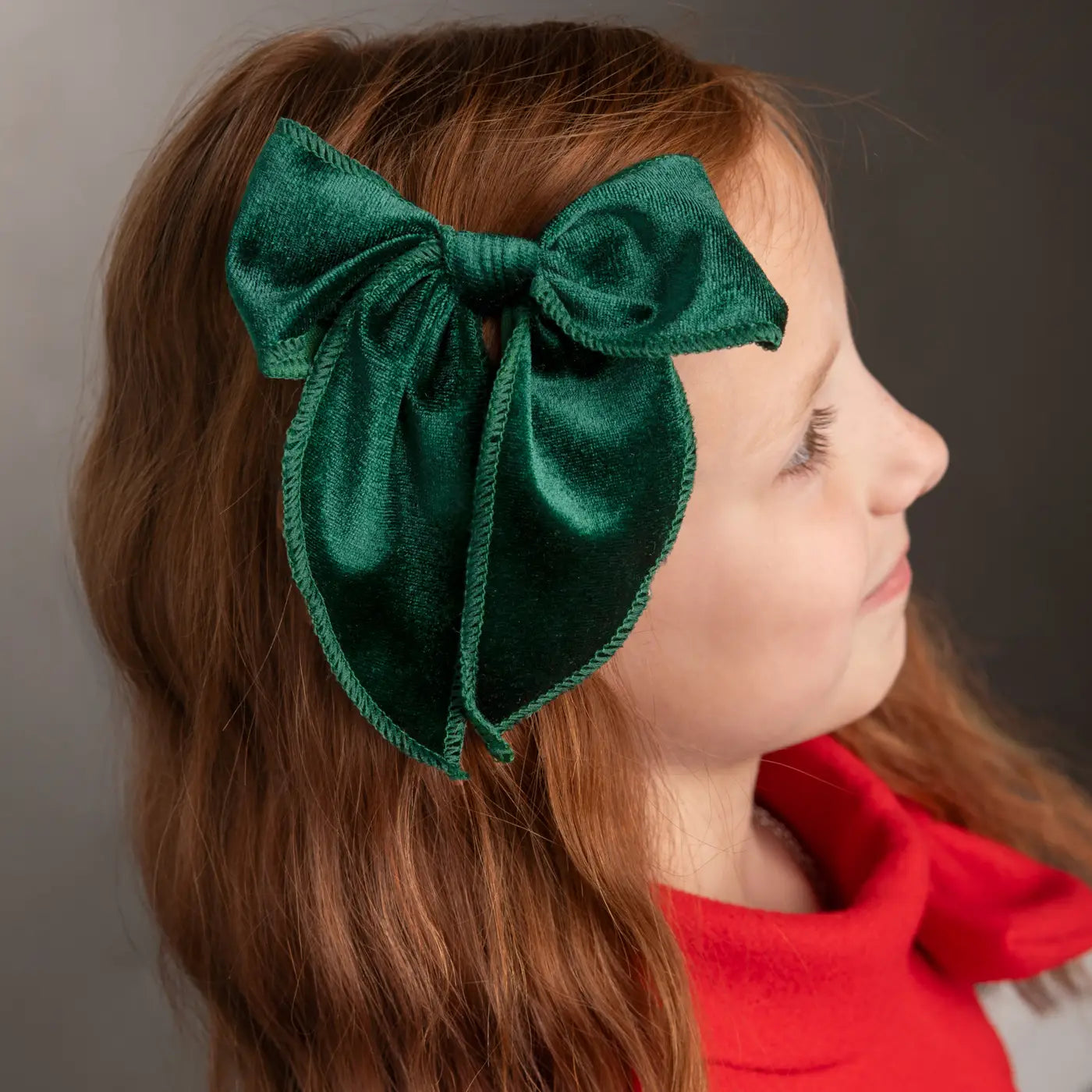 Emerald Drapey Velvet Bow