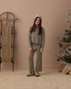 Evergreen rib knit long sleeve tee and wide leg pants by Rylee and Cru