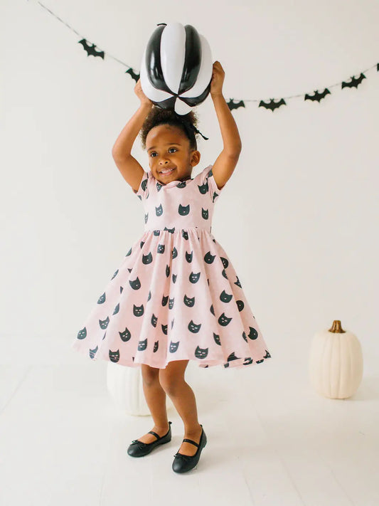 Black Cat Twirl Dress - front view