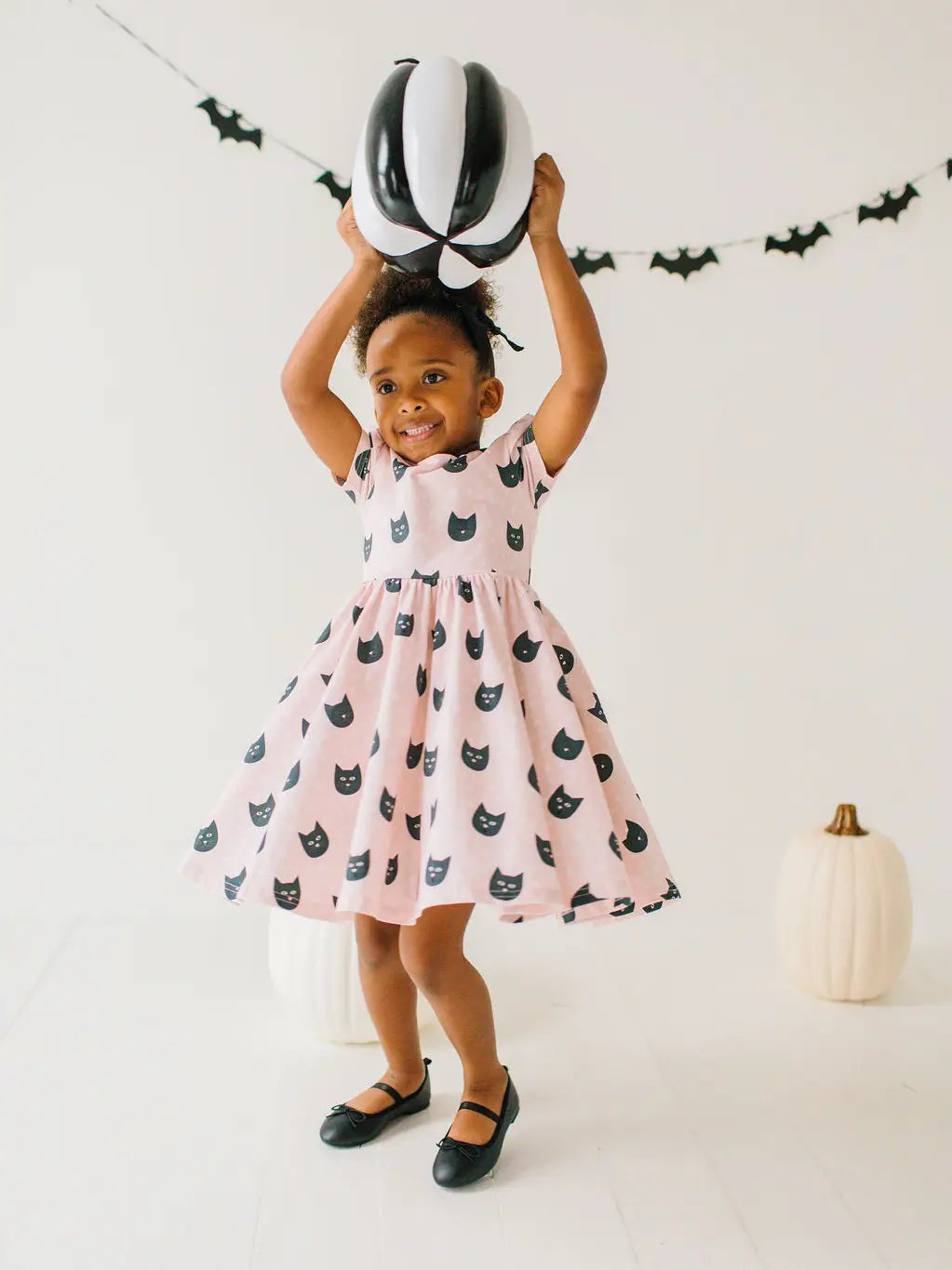 Black Cat Twirl Dress - front view
