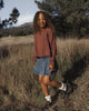 Indigo Pleated Denim Skirt