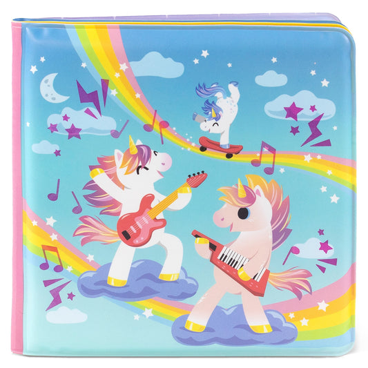Children's notebook with unicorn design on a blue background