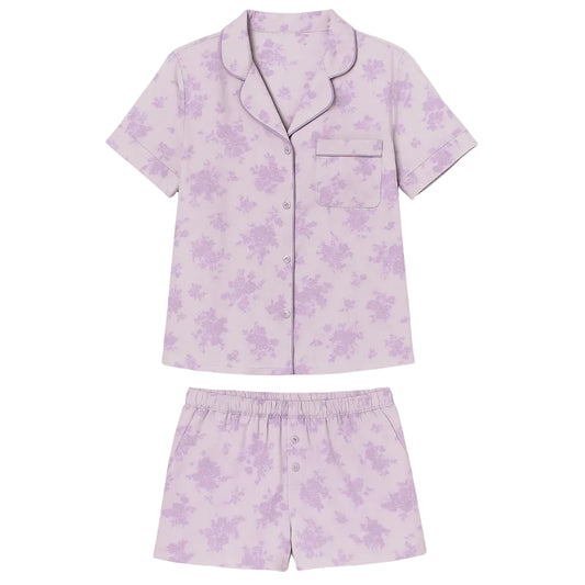 Lavender floral pajama short sleeve set