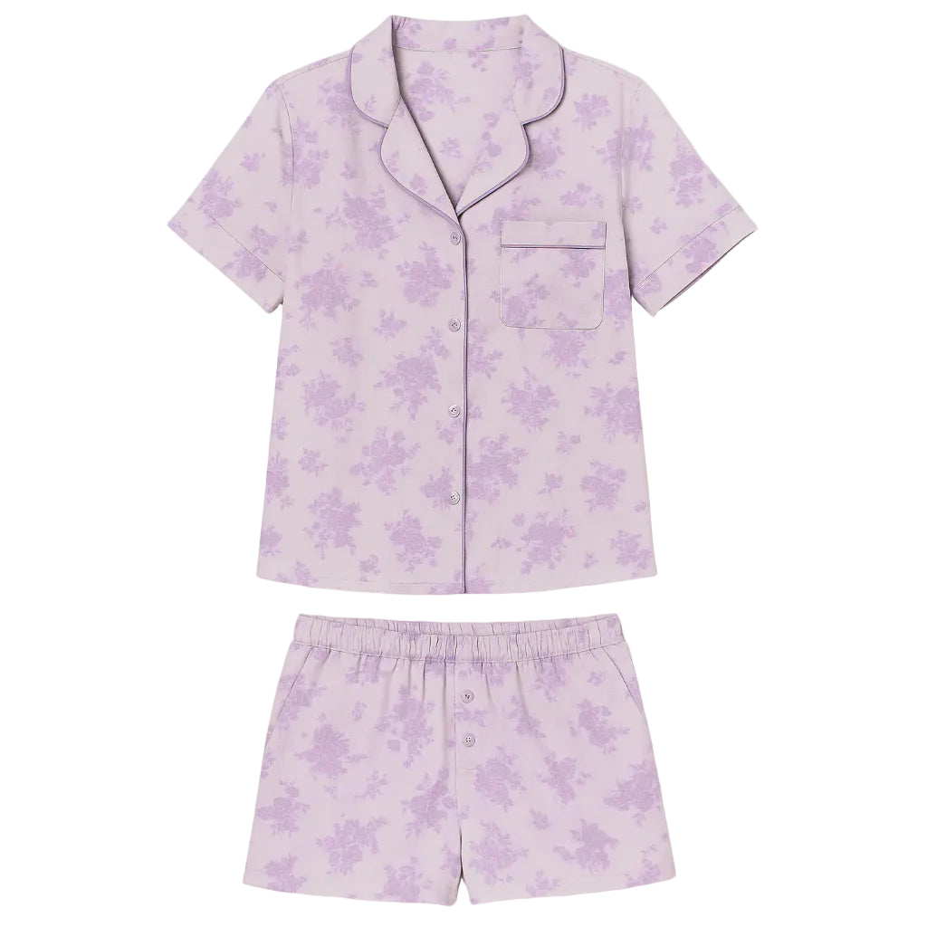 Lavender floral pajama short sleeve set