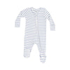 French Dusty Blue Stripe Zip Footie