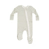 Sage Stripe Zip Footie