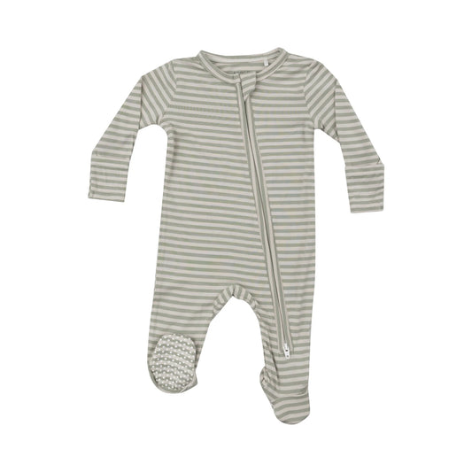 Desert Sage Stripe Zip Footie