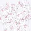 Angel Dear Bows and Hearts zip footie print and fabric detail