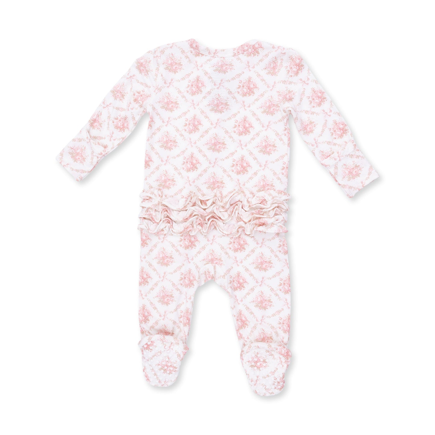 Rose Lattice Ruffle Zip Footie by Angel Dear, view 2