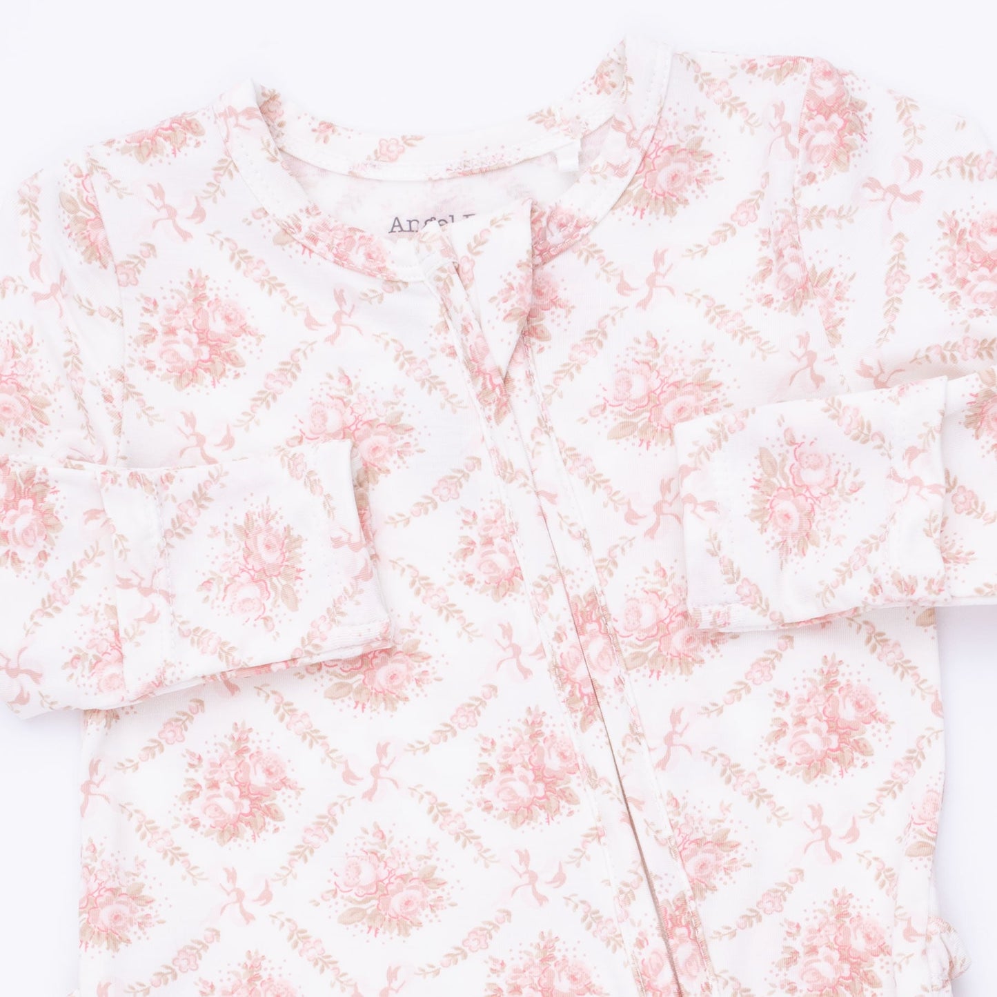 Rose Lattice Ruffle Zip Footie by Angel Dear, view 3