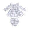 Blue Plaid Eyelet Hem Dress