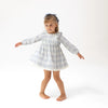 Blue Plaid Eyelet Hem Dress