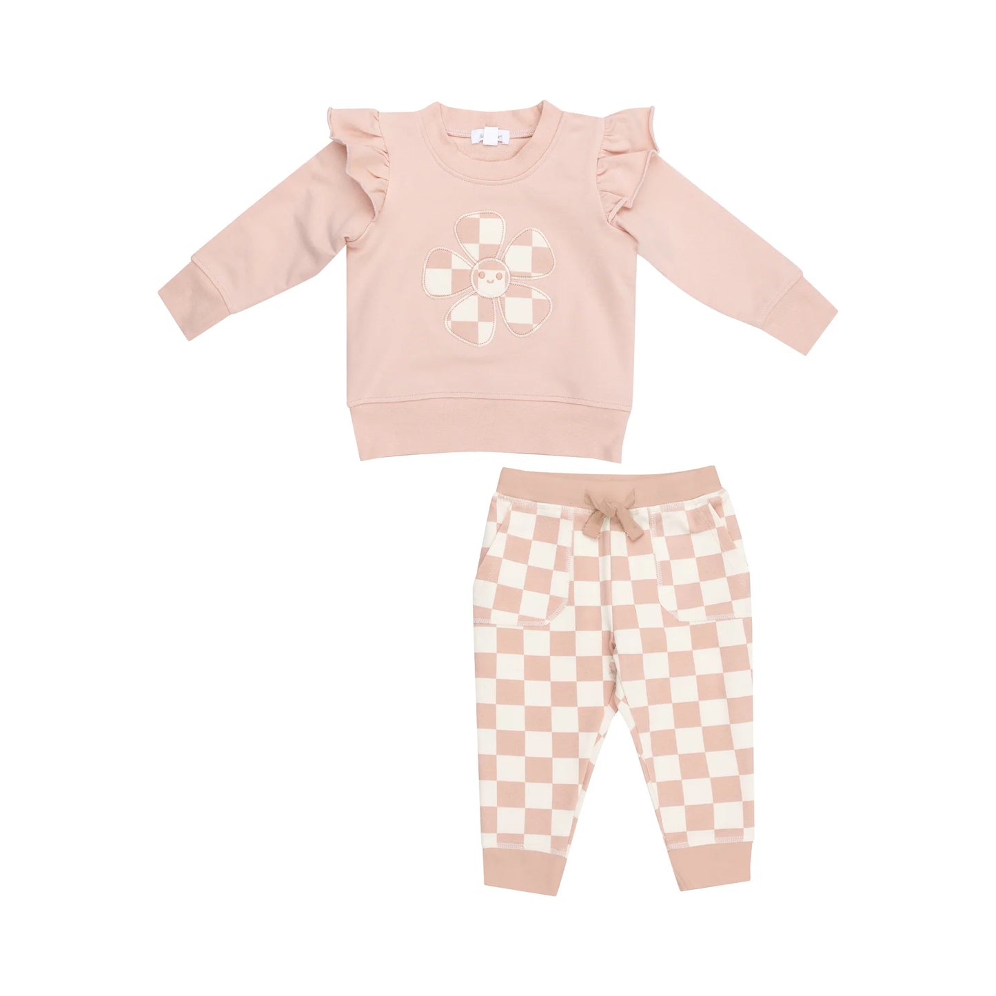 Pink and Checkerboard Jogger Set