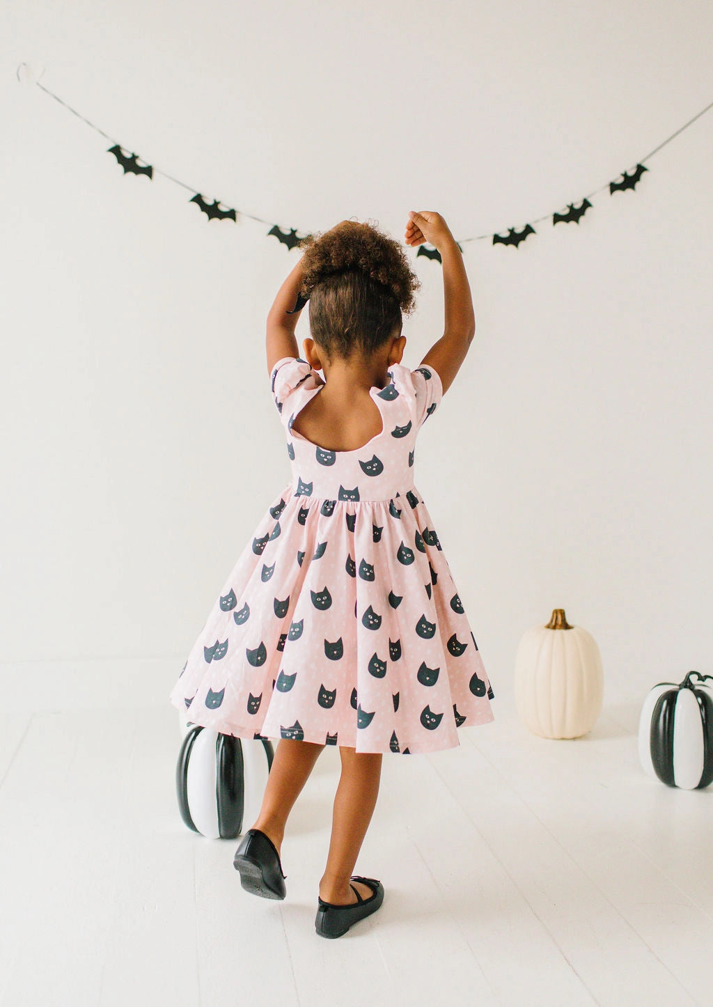 Black Cat Twirl Dress - back view
