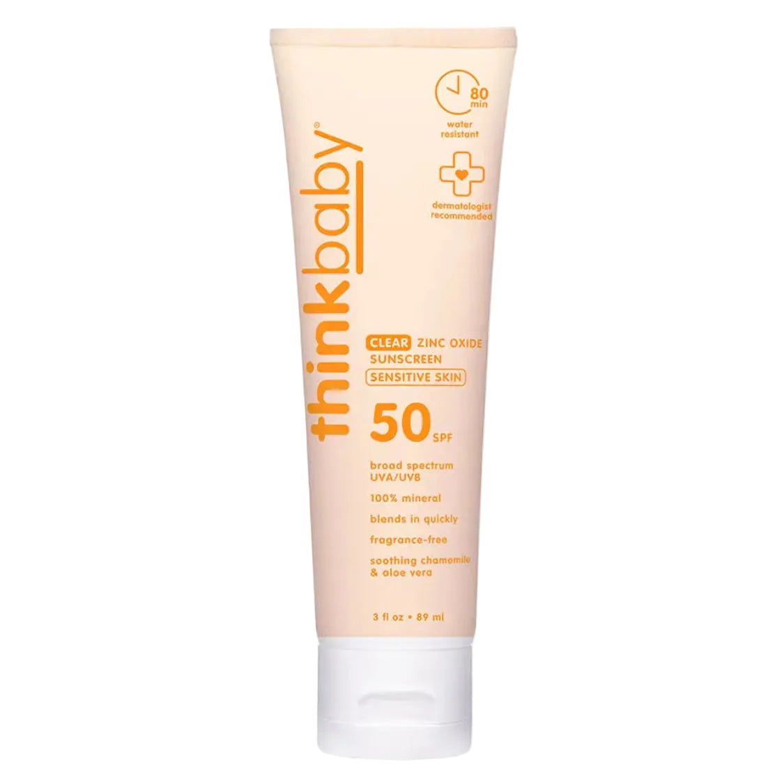 ThinkBaby sunscreen tube on a white background