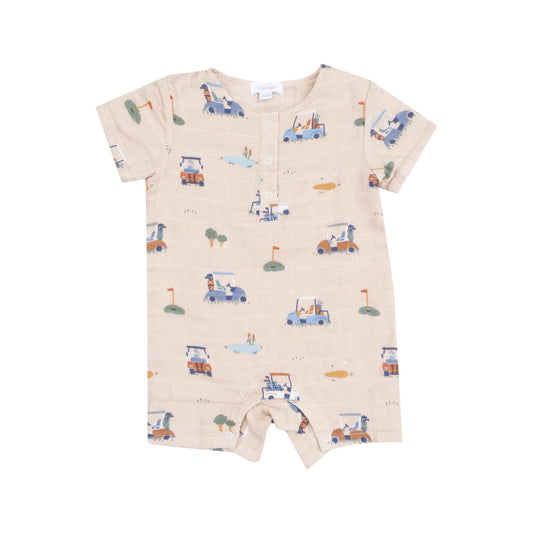 Golf Cart Muslin Henley Romper