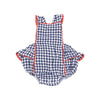 Navy Gingham Red Trim Sunsuit