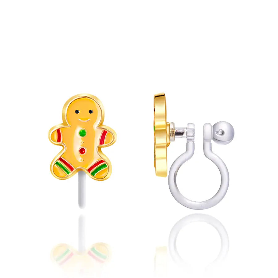 Gingerbread Man Clip-On Earrings