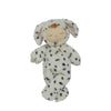 Plush toy resembling a baby in a dalmatian costume on a white background