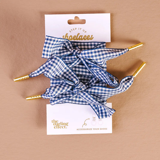 Navy Gingham Shoelaces