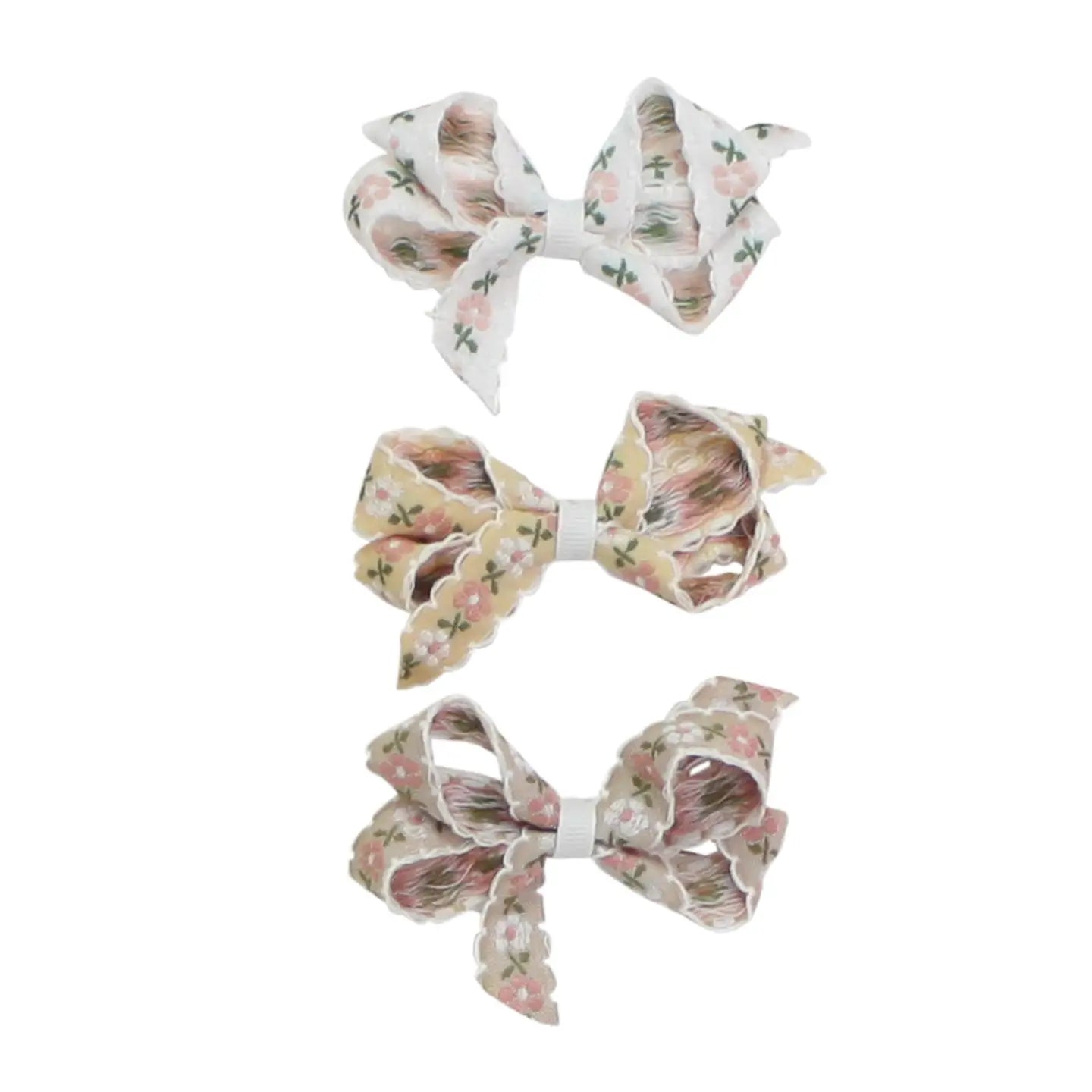 Dainty Floral Embroidered Bow