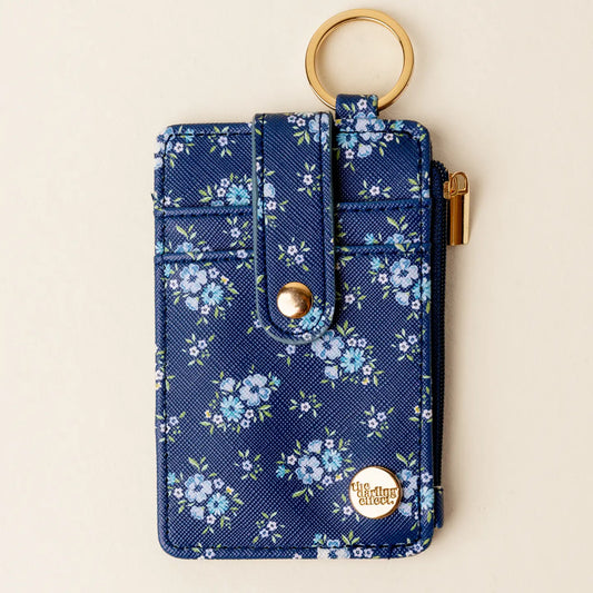 Navy Floral Keychain Wallet