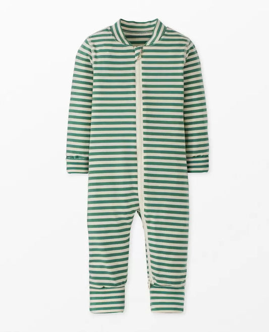 Green Stripes 2 Way Zip Romper