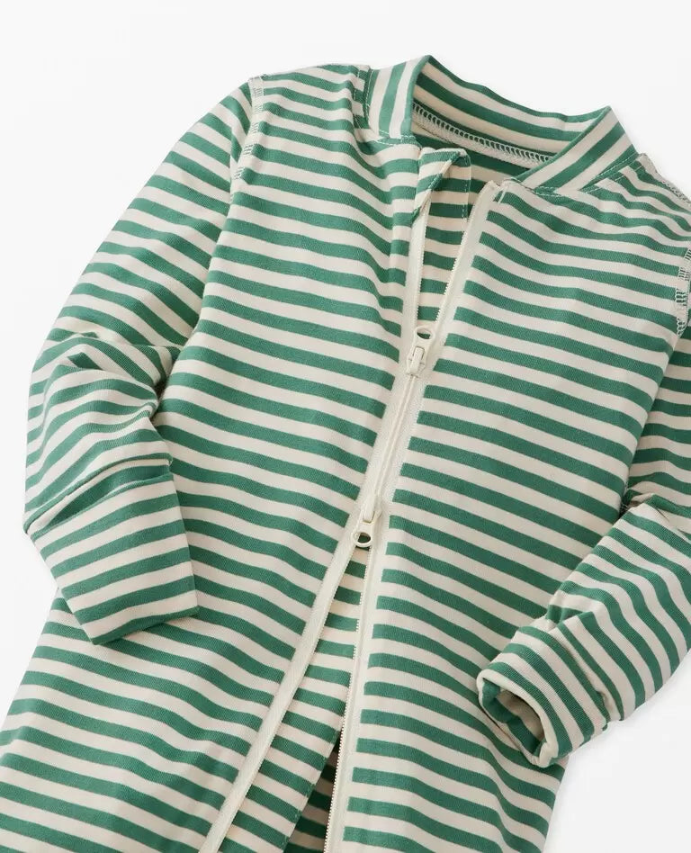 Green Stripes 2 Way Zip Romper