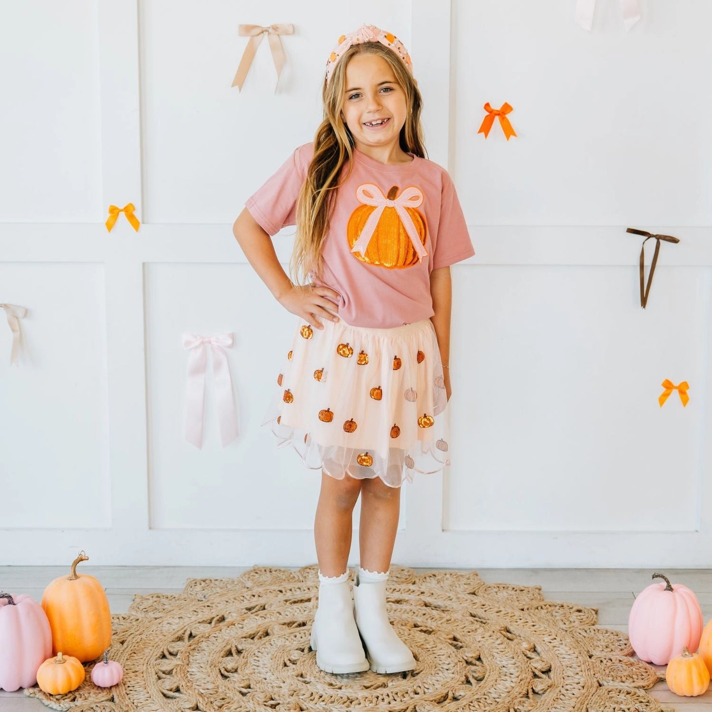 Pumpkin Sequin Patch Tee