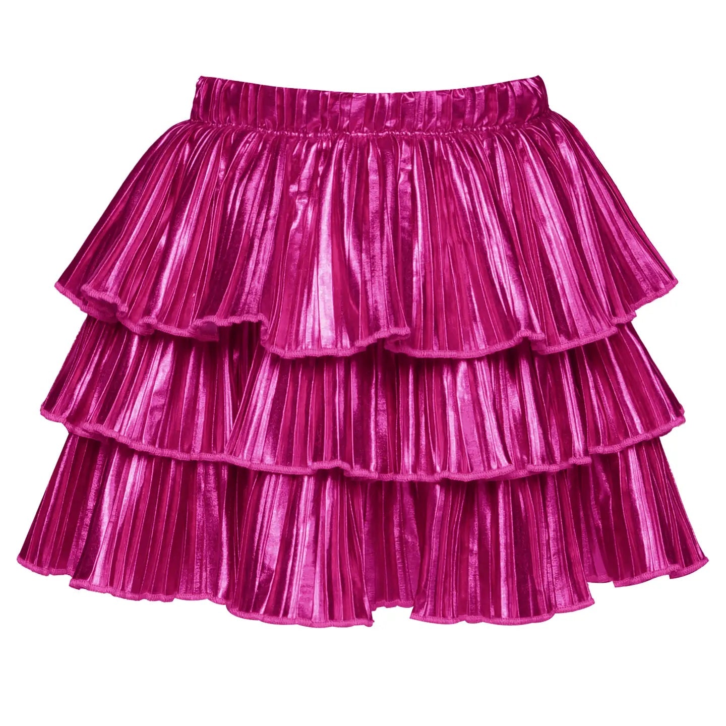 Pink tiered skirt on a white background