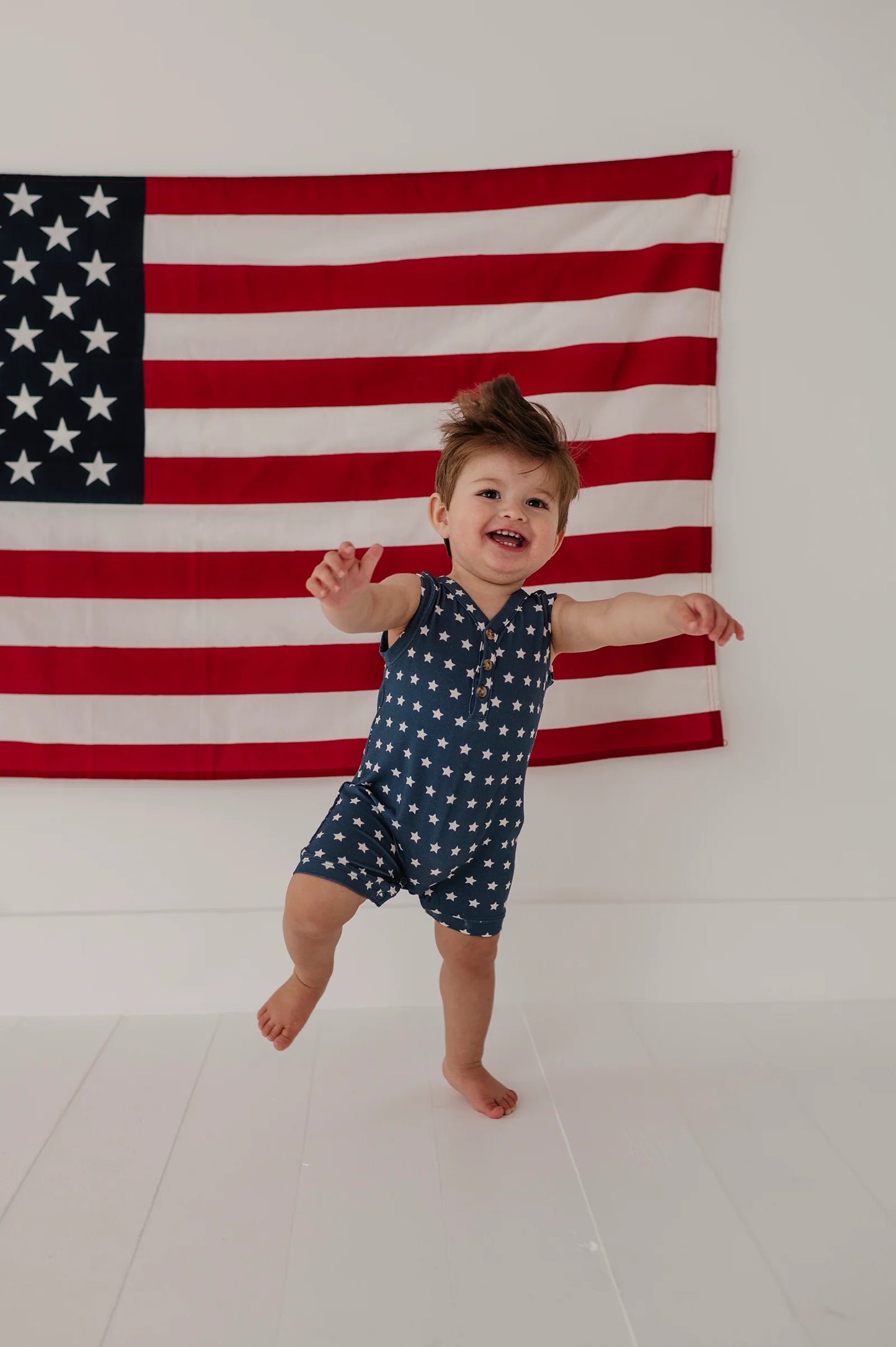Navy Stars Tank Romper
