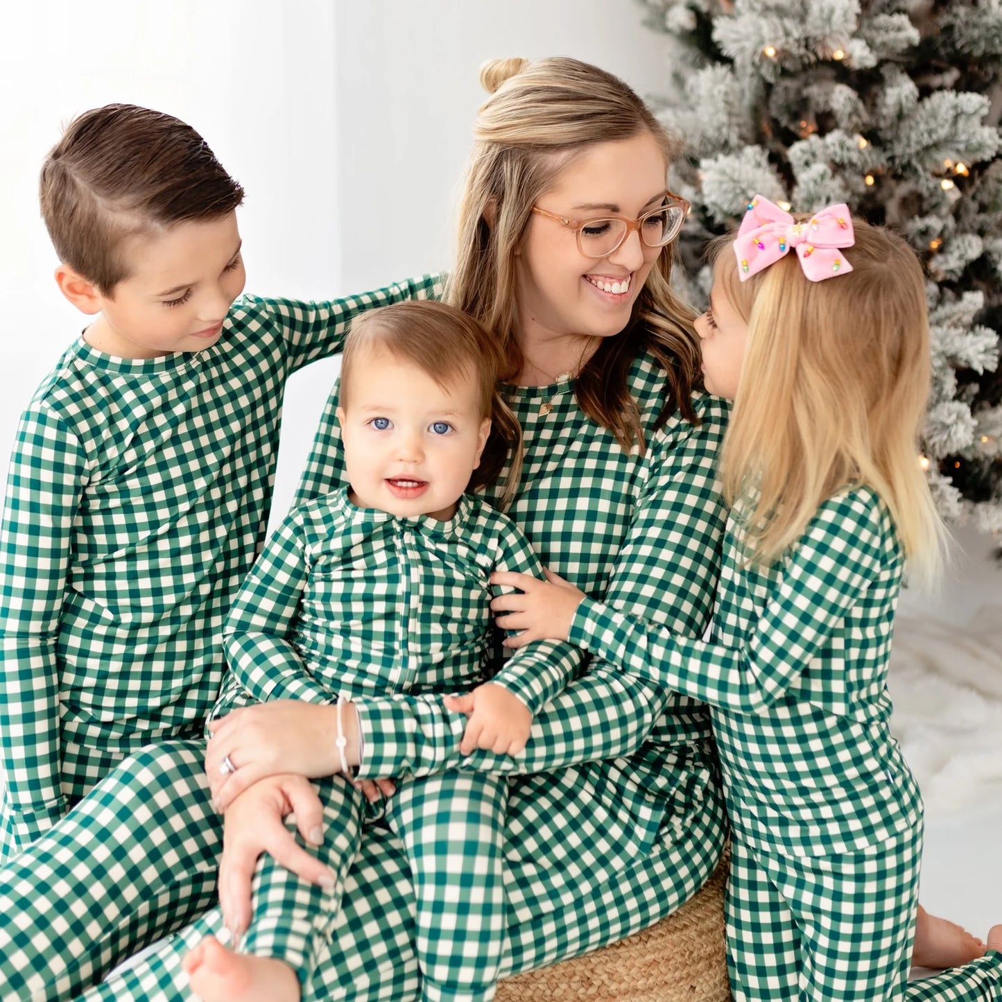 Evergreen Gingham Zip Romper