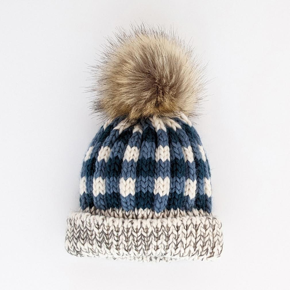 Blue Buffalo Check Pom Hat