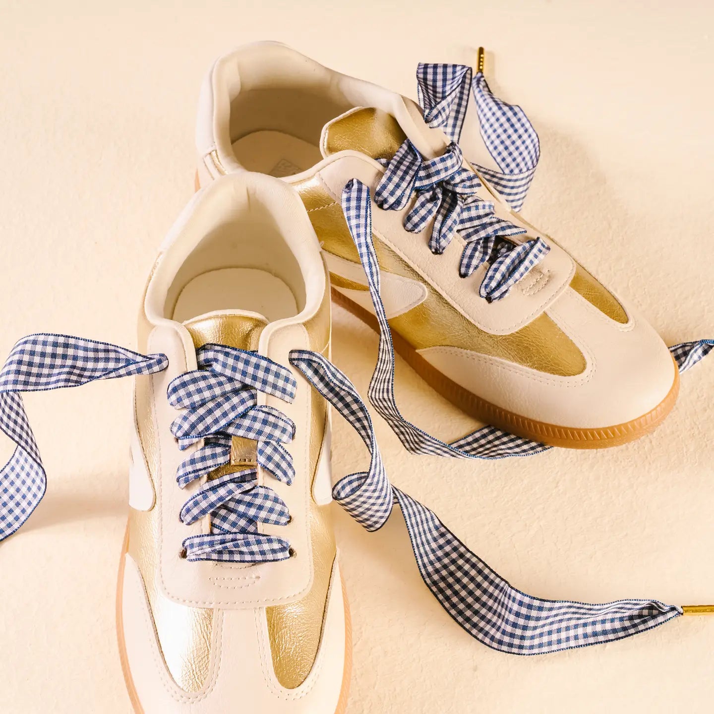 Navy Gingham Shoelaces