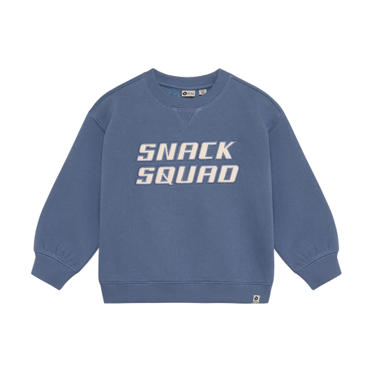 Snack Squad Sweatshirt in Ash Blue, front view