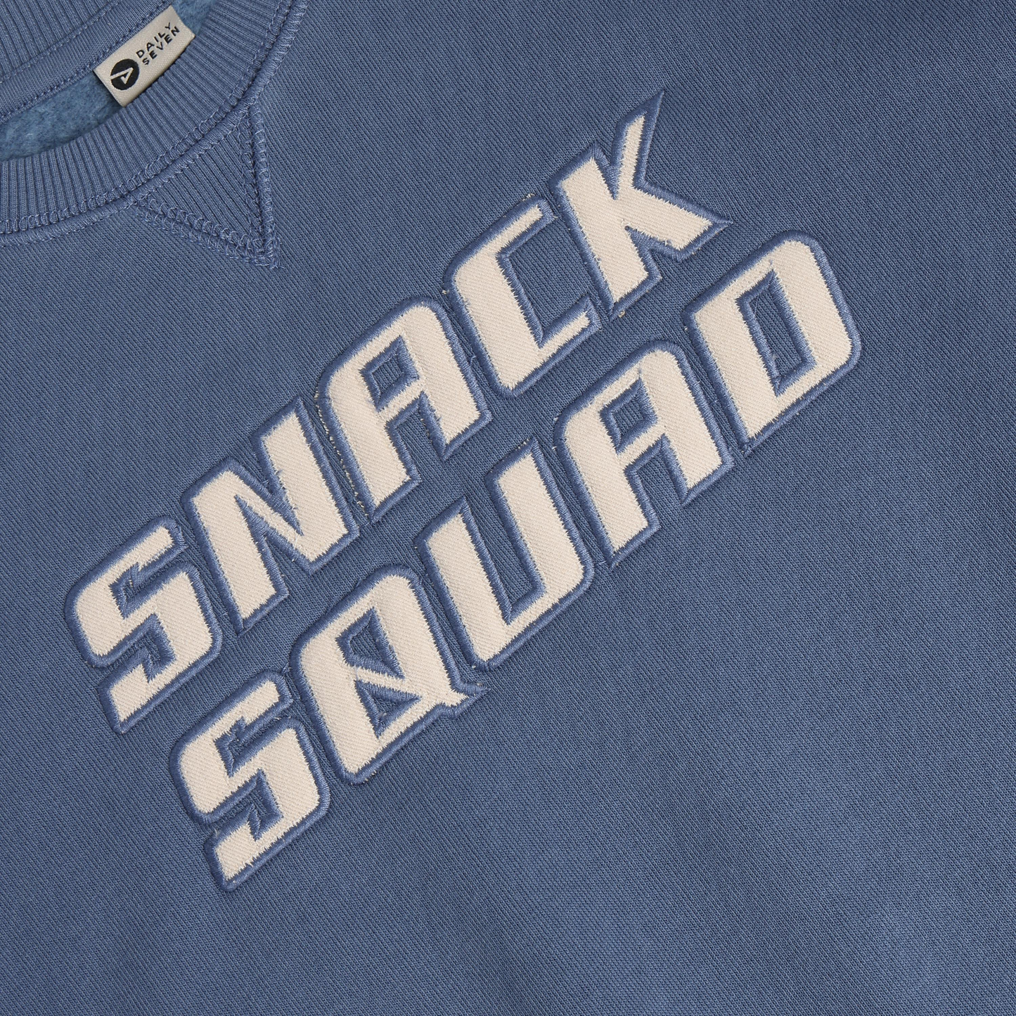 Snack Squad Sweatshirt in Ash Blue, flat lay