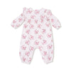 Floral-patterned baby onesie on a white background