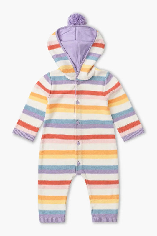 Pastel Stripe Hooded Romper