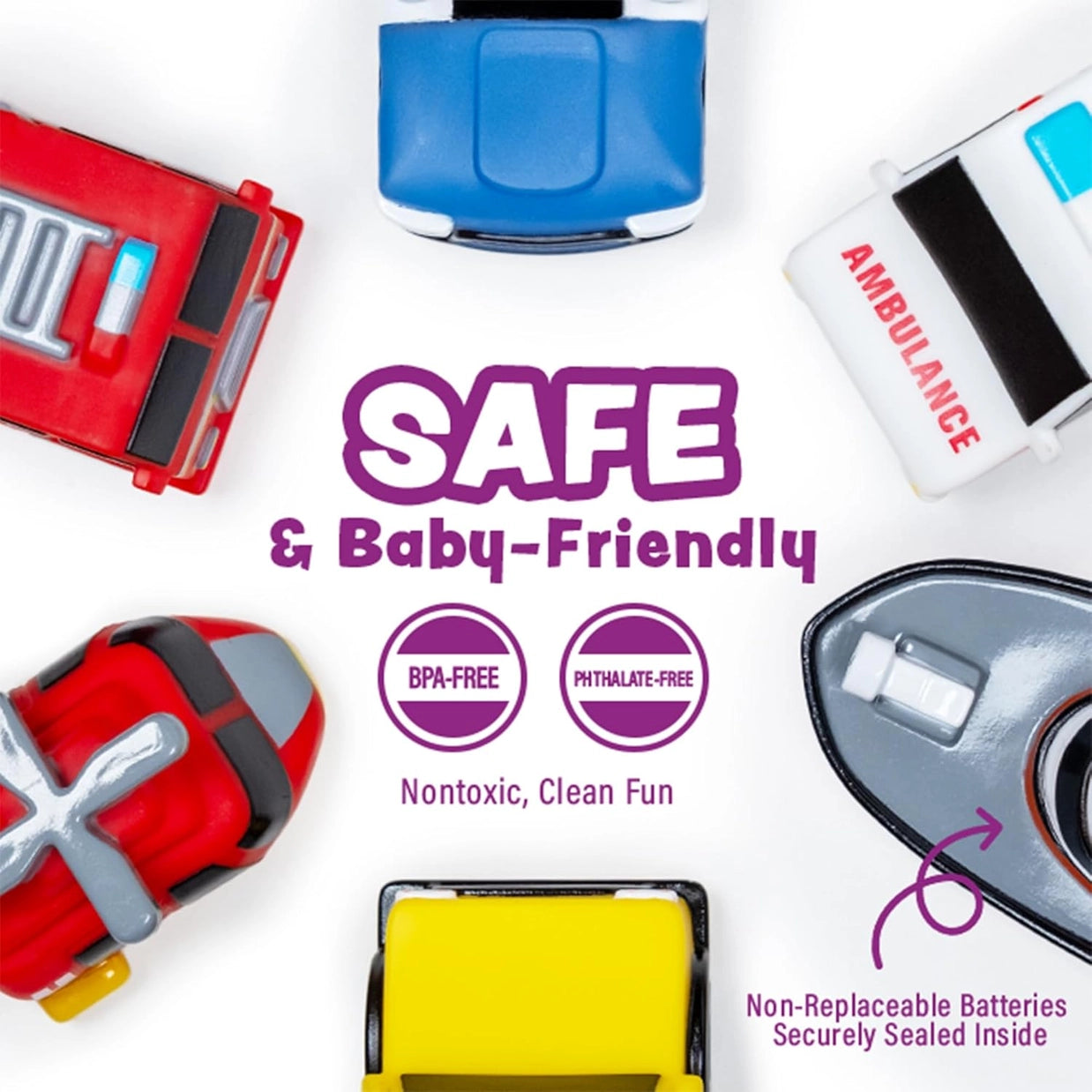 Trucks Light Up Bath Toys 6pk