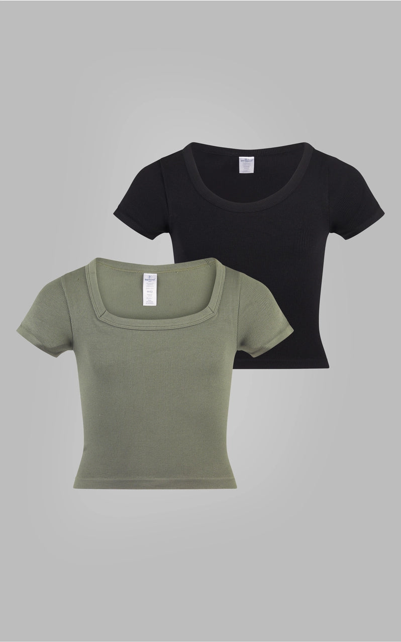 Black Seemless Ribbed Tee