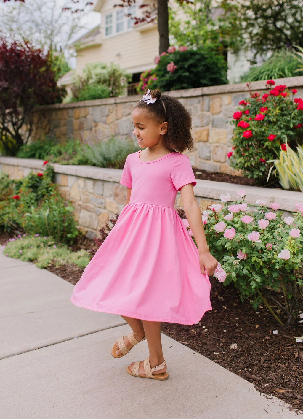 Solid Pink Day Dress